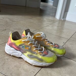 Fila Kids' rainbow Yellow and Pink Sneakers